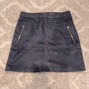 LOFT Suede skirt w/ gold zipper detail